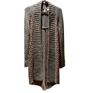 Anthropologie Moth gray longline open cardigan sweater size medium